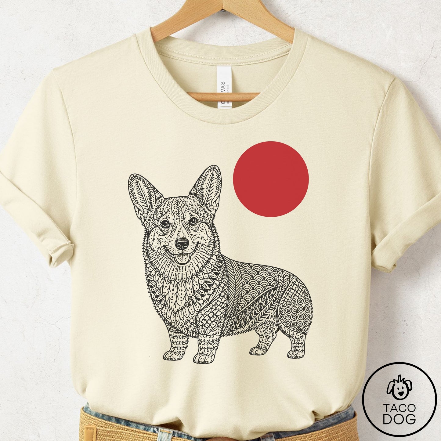 Corgi Ornamental T-Shirt Natural Taco-Dog