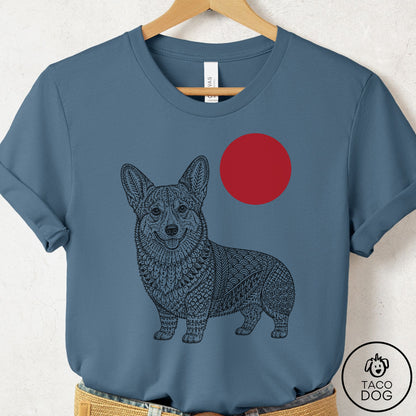 Corgi Ornamental T-Shirt Steel Blue Taco-Dog