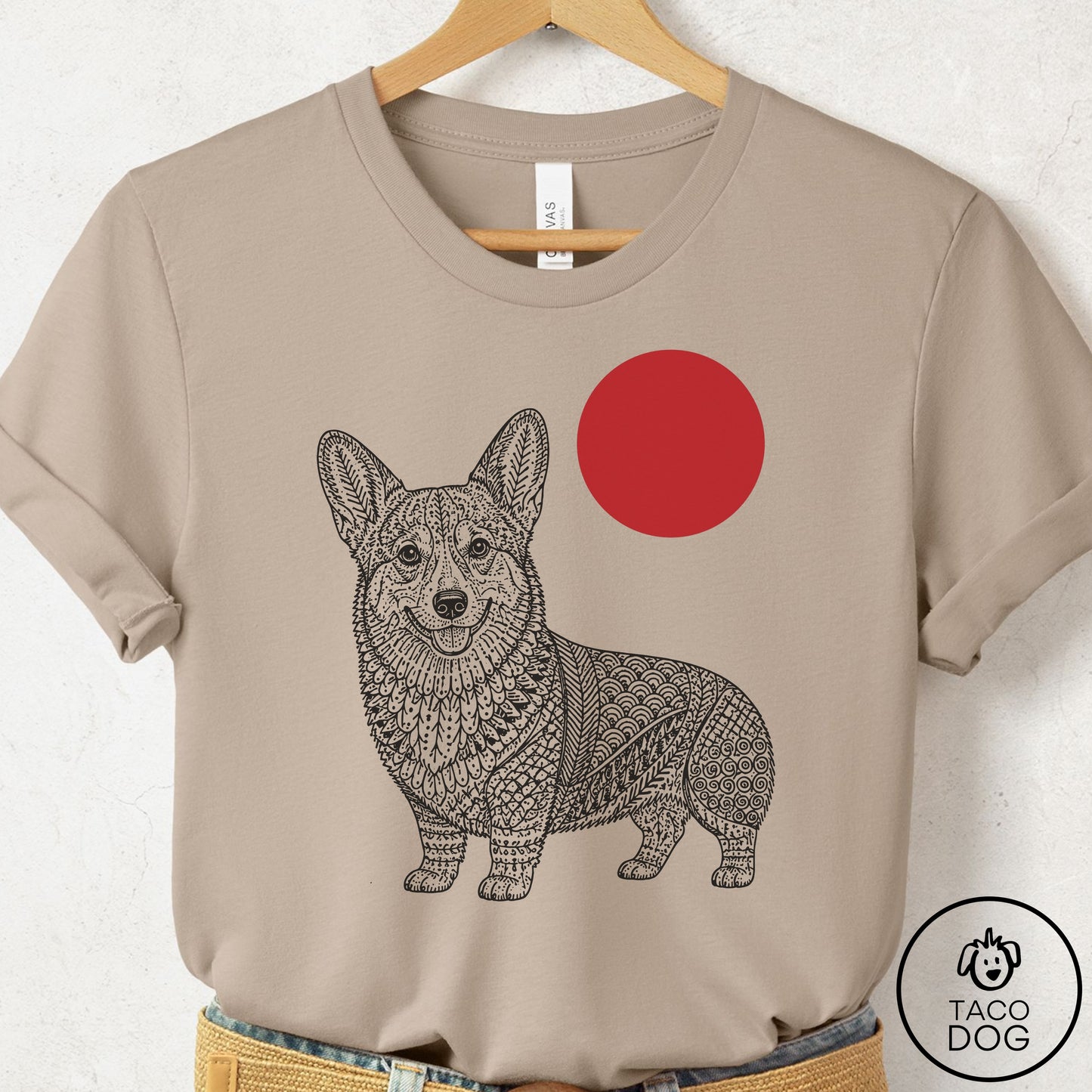 Corgi Ornamental T-Shirt Tan Taco-Dog