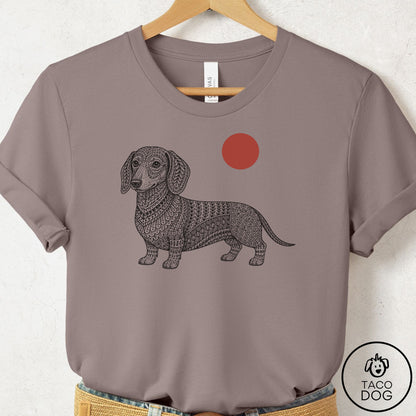 Dachshund Ornamental T-Shirt Pebble Brown Taco-Dog