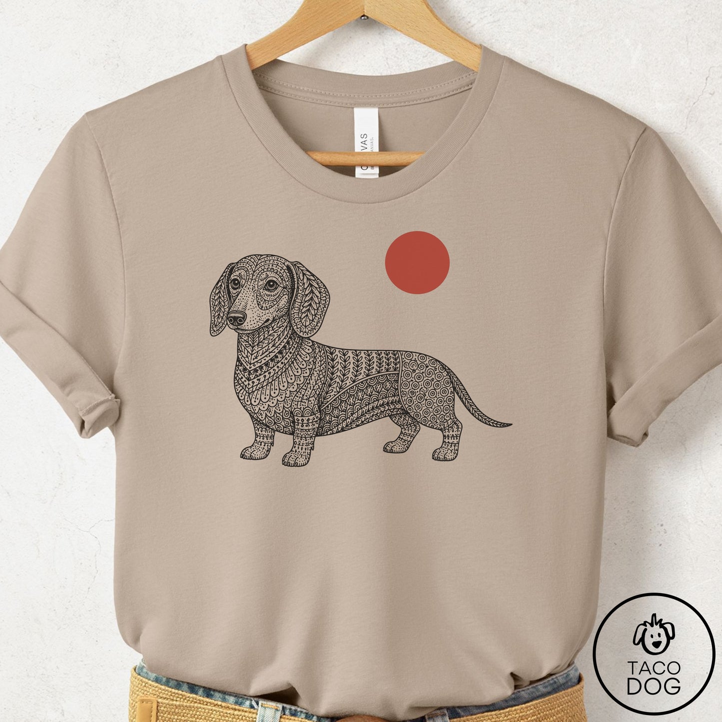 Dachshund Ornamental T-Shirt Tan Taco-Dog