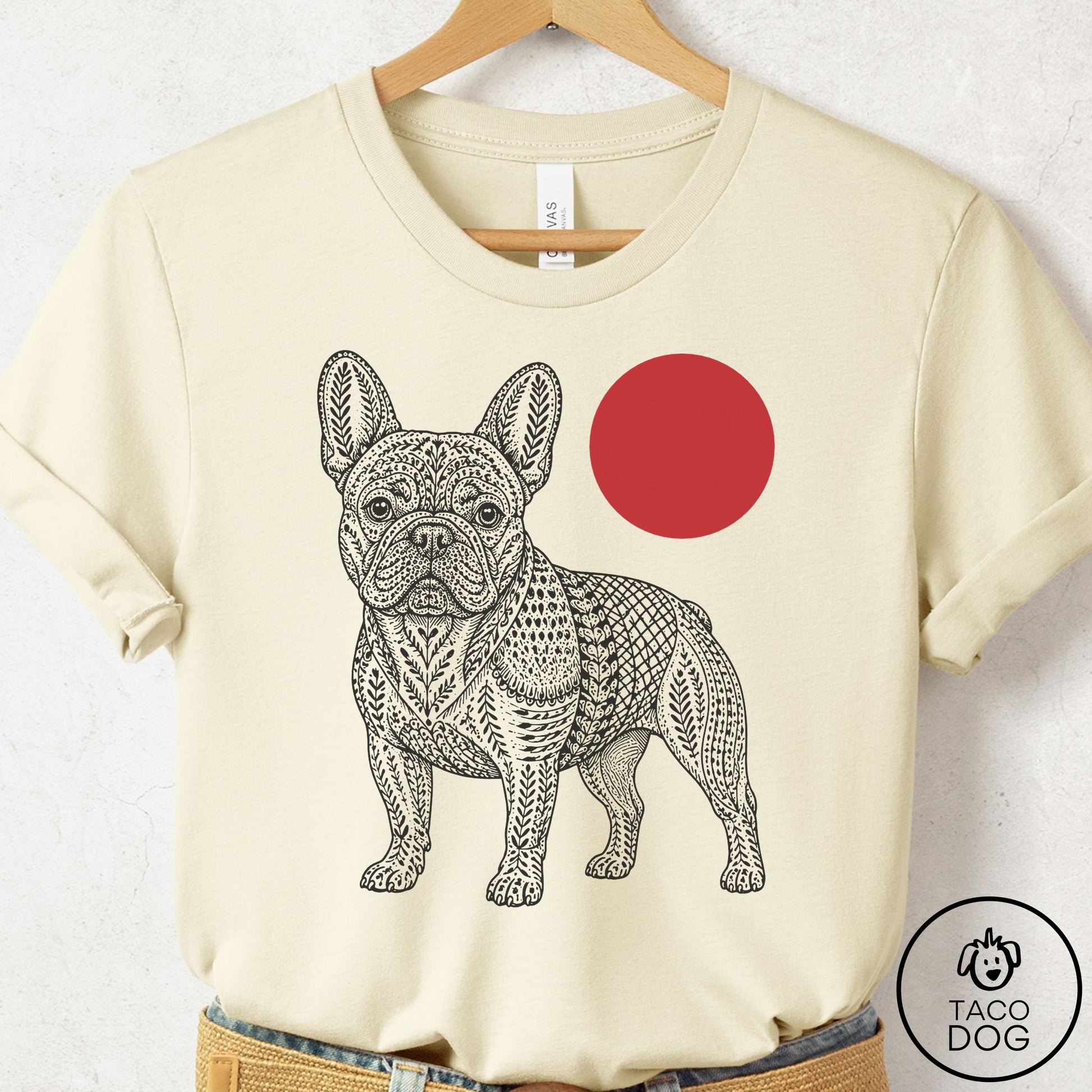 French Bulldog Frenchie Ornamental T-Shirt Natural Taco-Dog