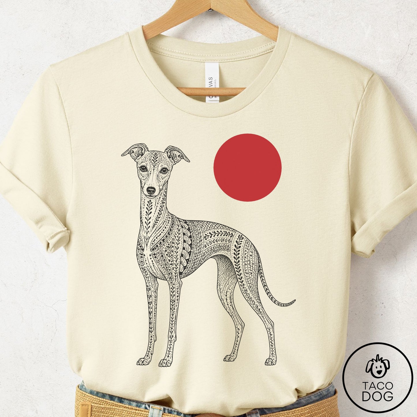 Italian Greyhound Whippet Ornamental T-Shirt Natural Taco-Dog