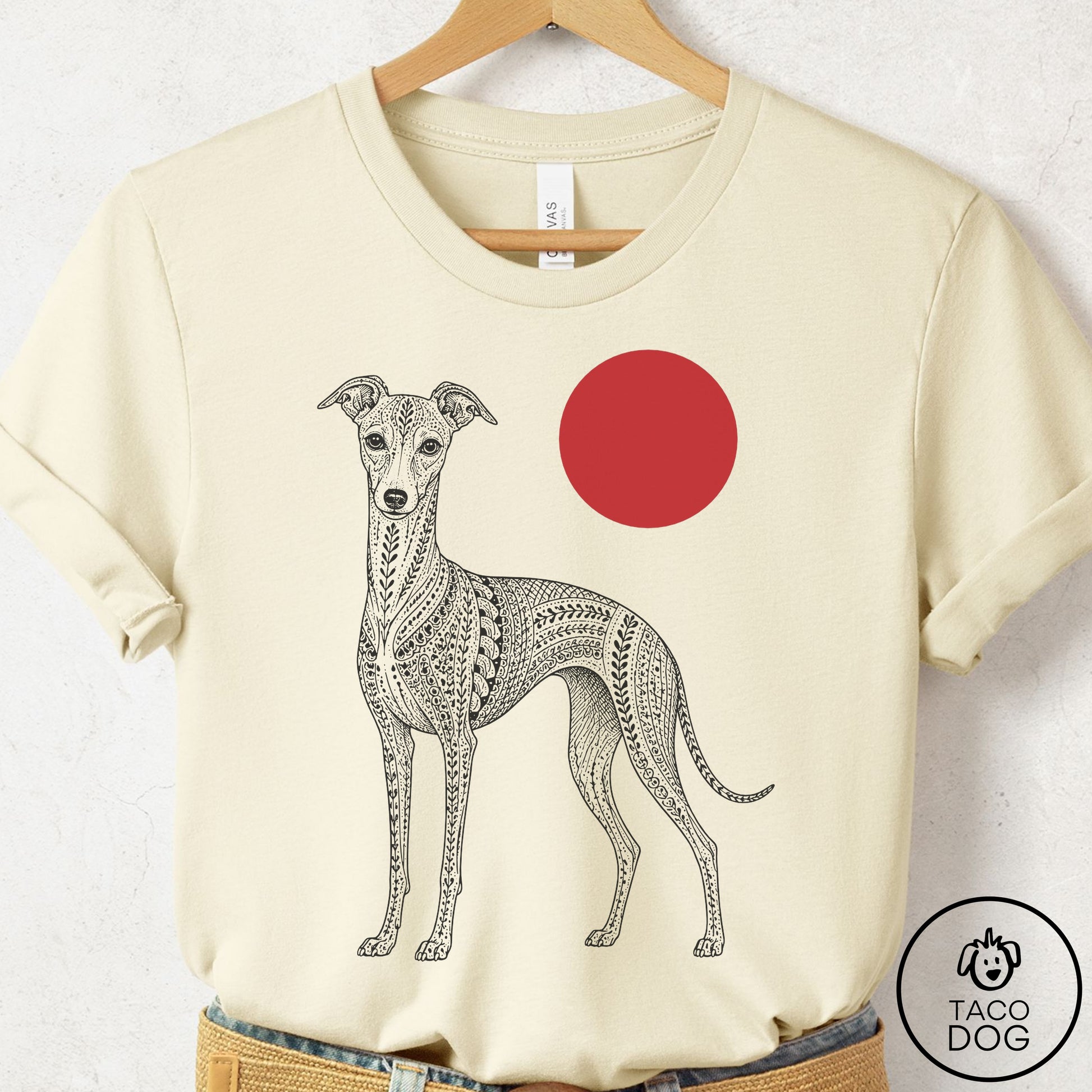 Italian Greyhound Whippet Ornamental T-Shirt Natural Taco-Dog
