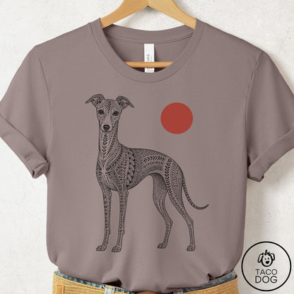 Italian Greyhound Whippet Ornamental T-Shirt Pebble Brown Taco-Dog