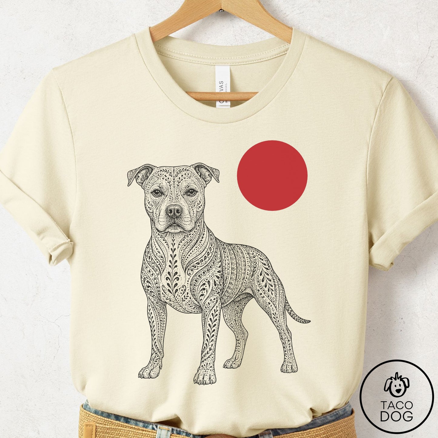Pitbull Ornamental T-Shirt Natural Taco-Dog