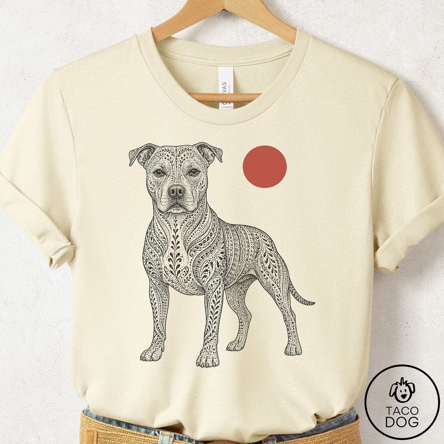 Pitbull Ornamental T-Shirt Natural Taco-Dog