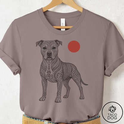 Pitbull Ornamental T-Shirt Pebble Brown Taco-Dog