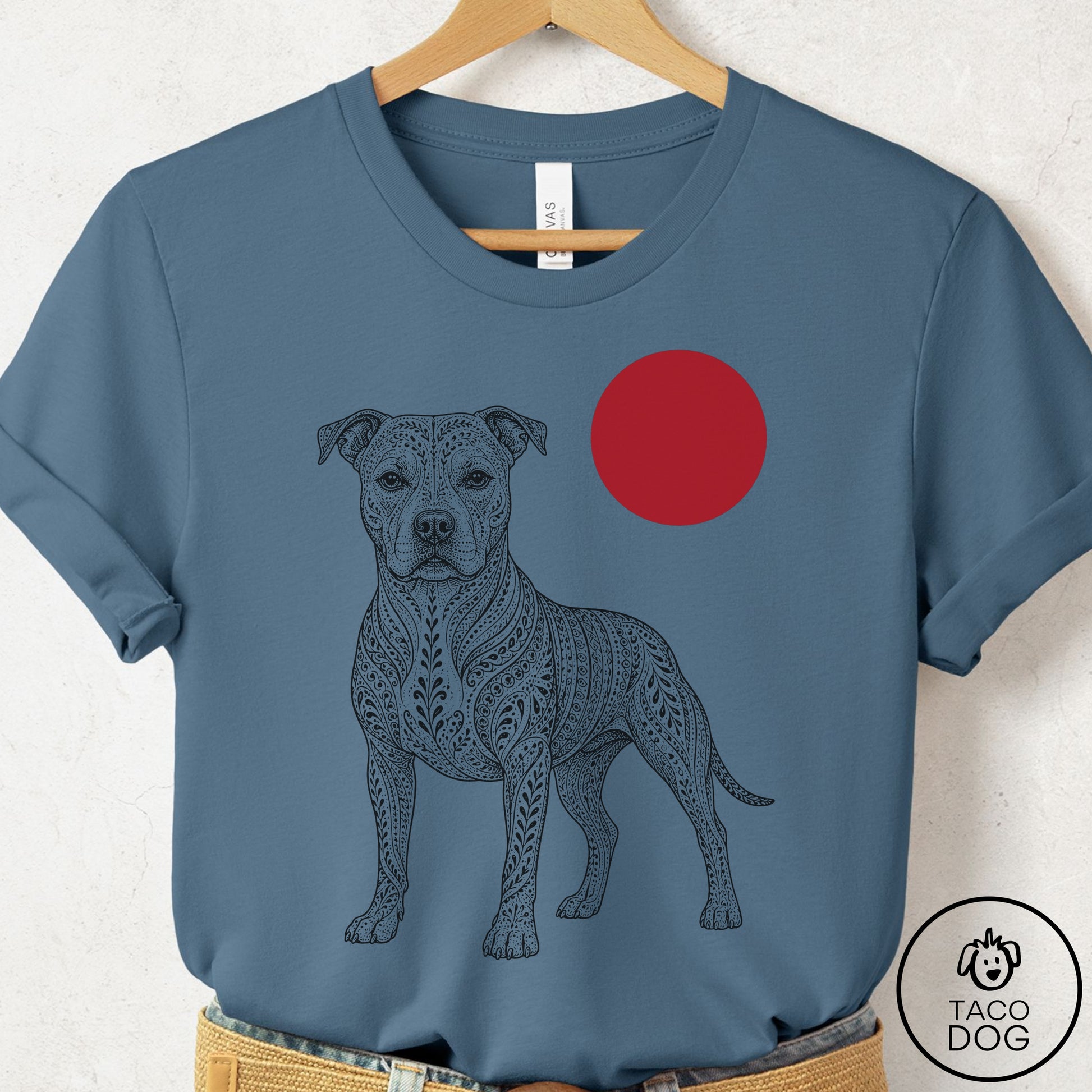 Pitbull Ornamental T-Shirt Steel Blue Taco-Dog