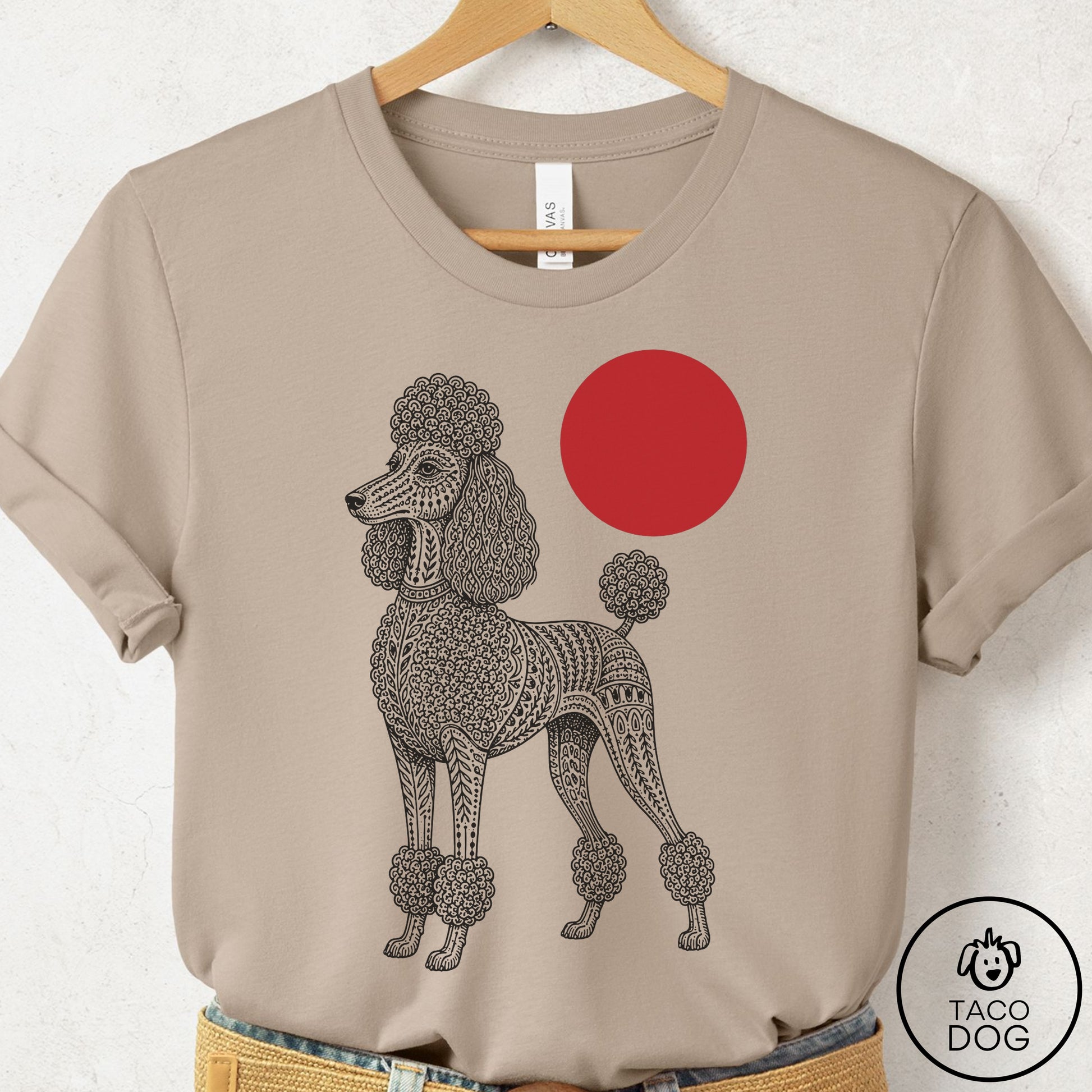 Poodle Ornamental T-Shirt Tan Taco-Dog