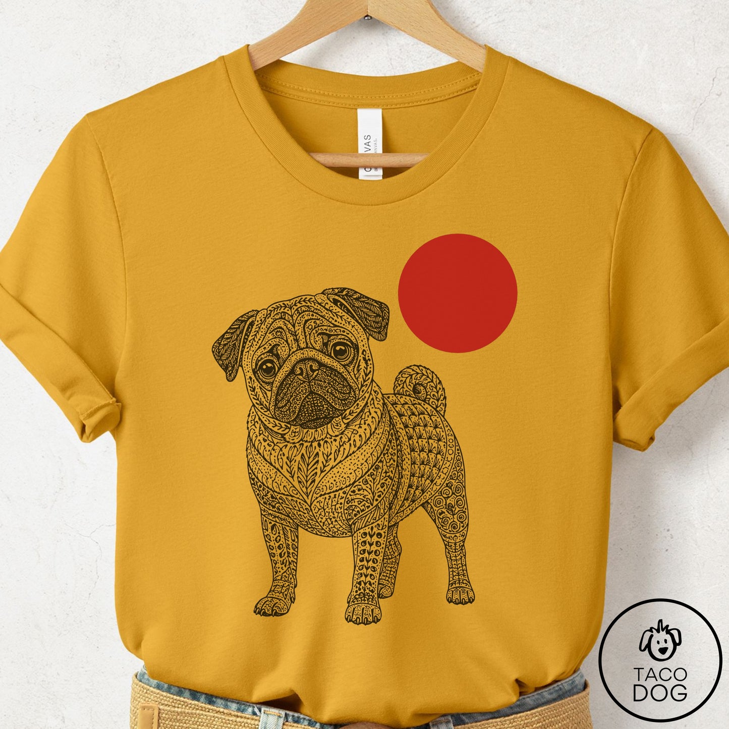 Pug Ornamental T-Shirt Mustard Taco-Dog