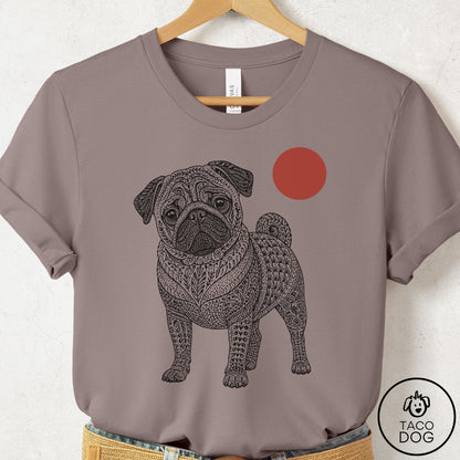 Pug Ornamental T-Shirt Pebble Brown Taco-Dog
