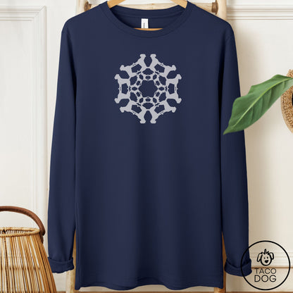 Brussels Griffon Paper Snowflake Long Sleeve Tee Navy Taco-Dog