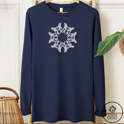 Cavalier King Charles Spaniel Paper Snowflake Long Sleeve Tee Navy Taco-Dog