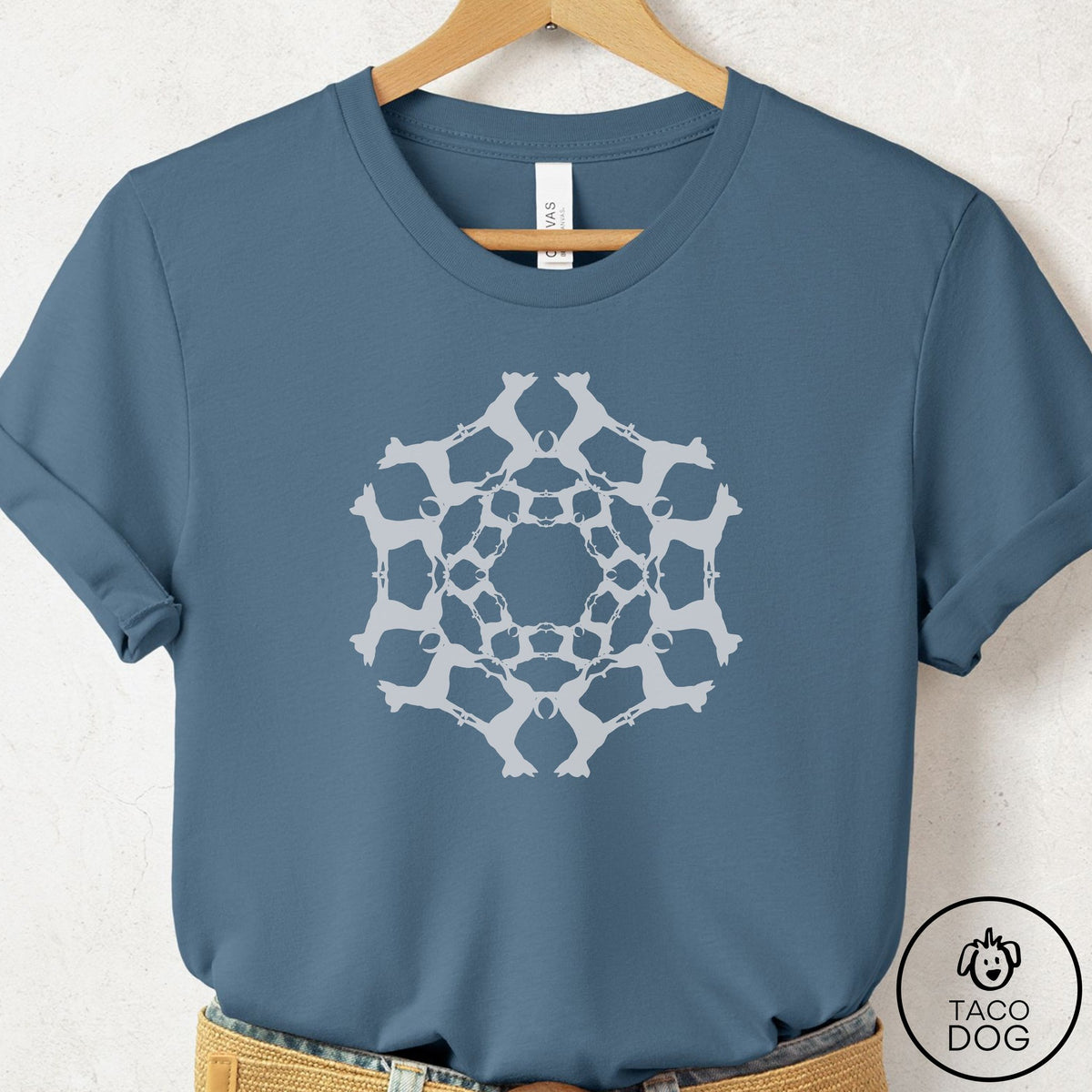 Chihuahua Paper Snowflake T-Shirt Steel Blue Taco-Dog