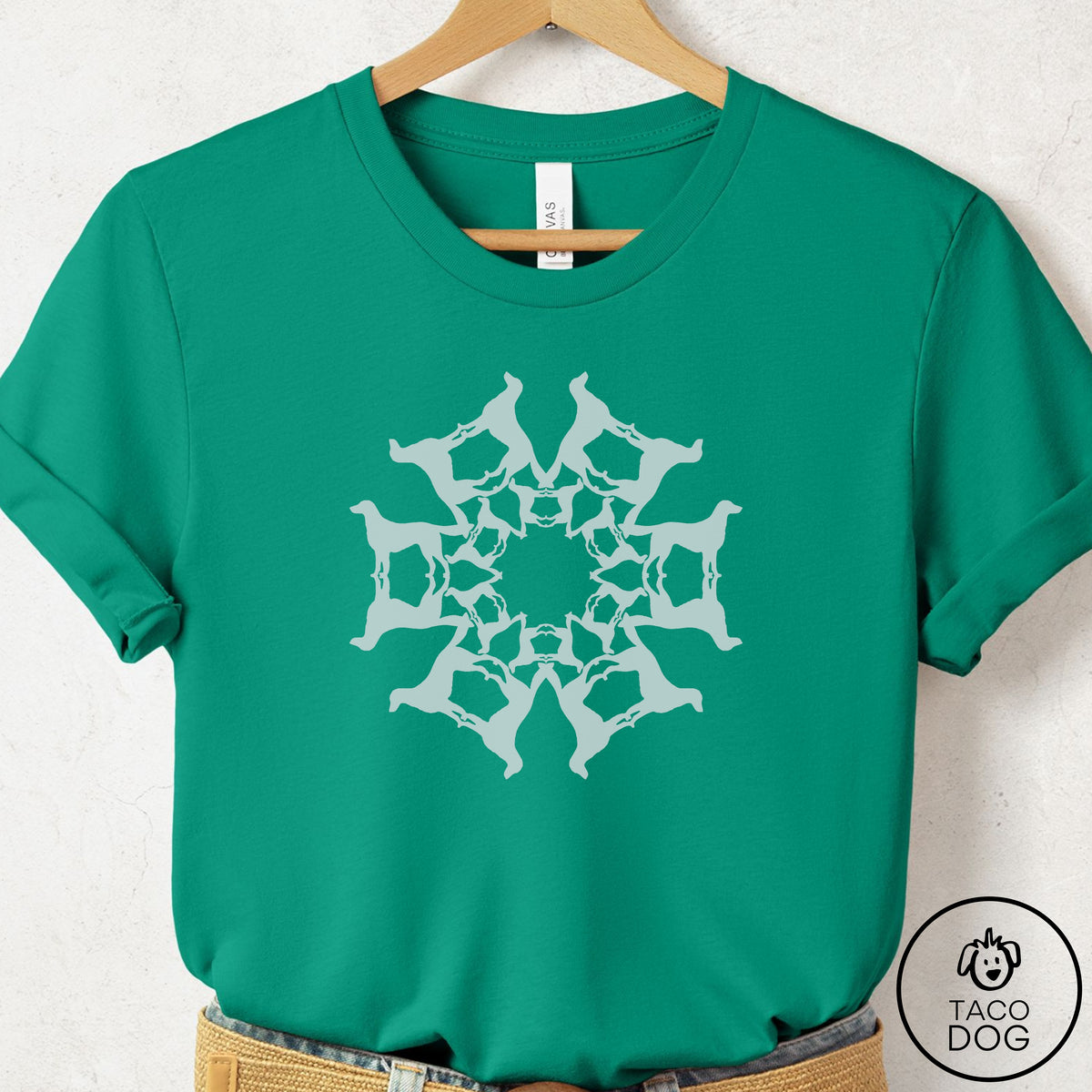 Flat-Coated Retriever Paper Snowflake T-Shirt Kelly Taco-Dog