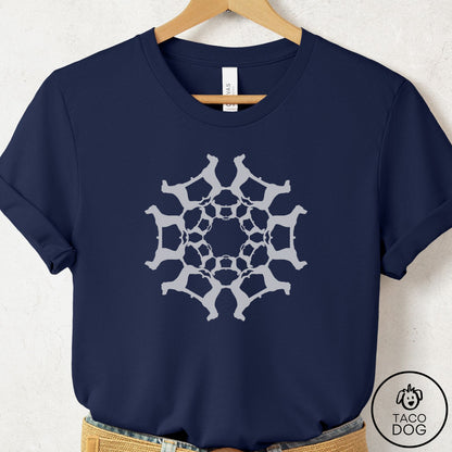 Jack Russell Paper Snowflake T-Shirt Navy Taco-Dog