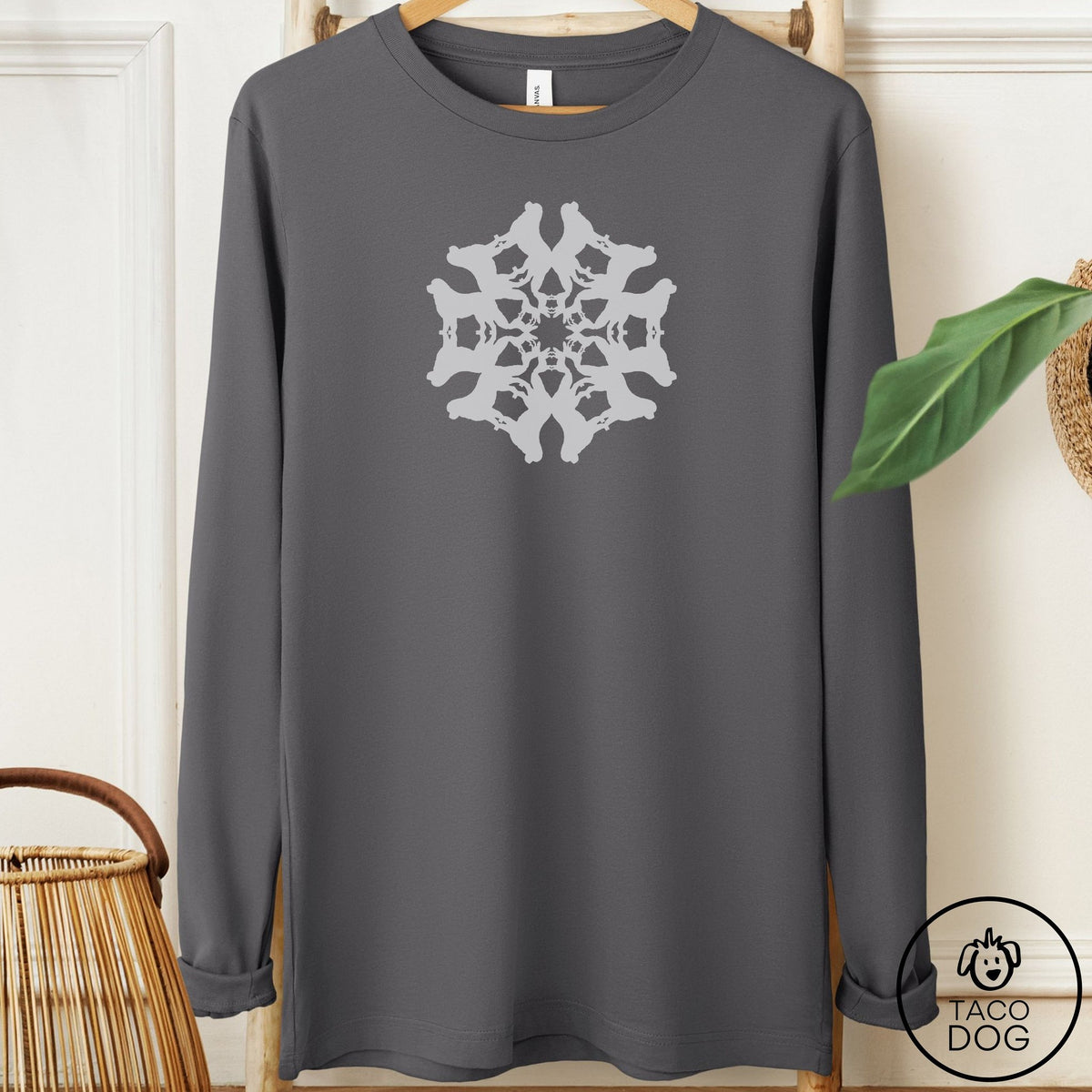 Newfoundland Paper Snowflake Long Sleeve Tee Asphalt Taco-Dog