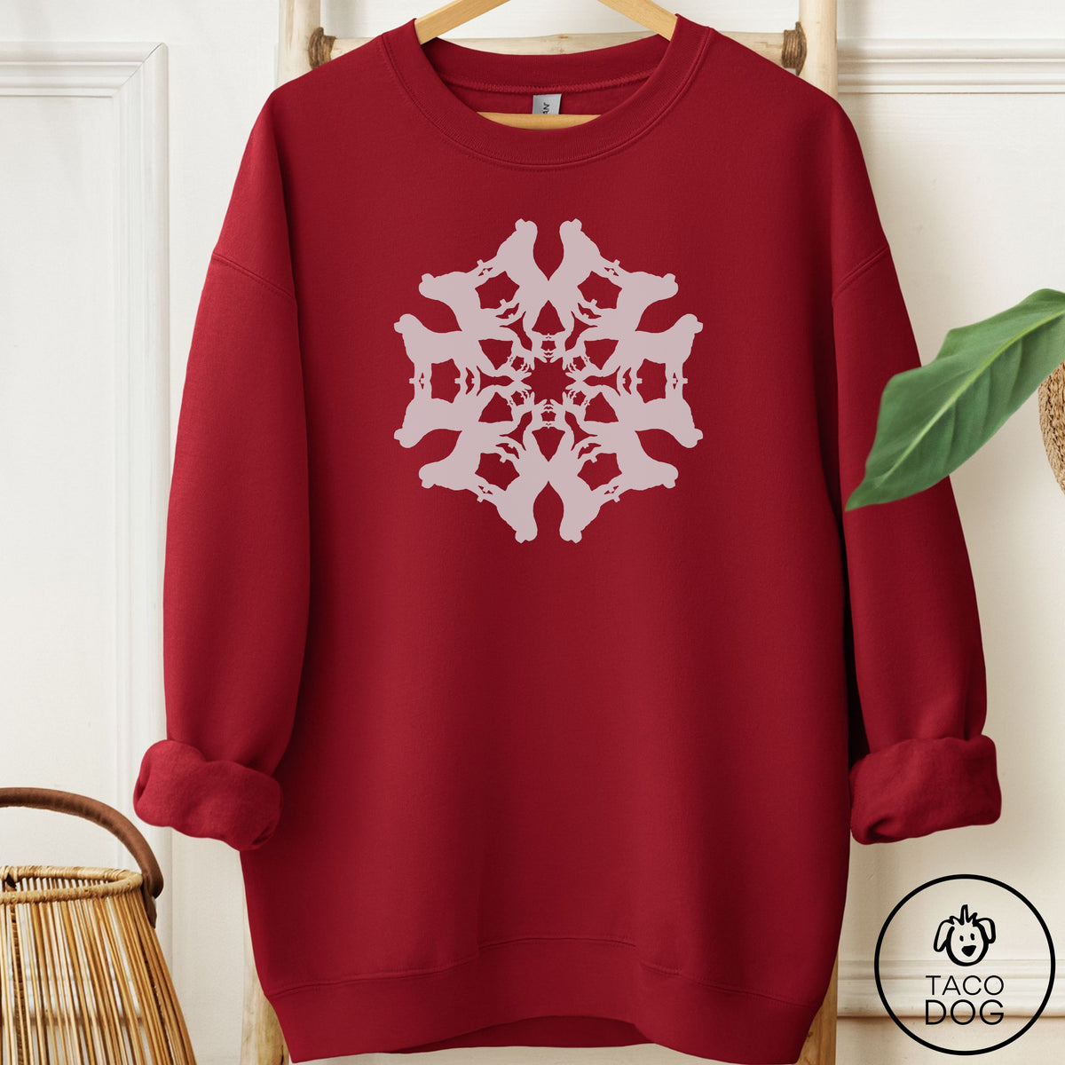 Newfoundland Paper Snowflake Sweatshirt Garnet Taco-Dog