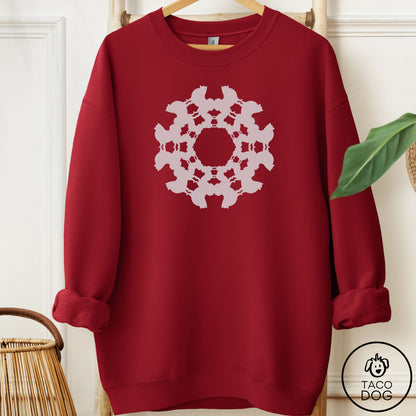 Pomeranian Paper Snowflake Sweatshirt Garnet Taco-Dog