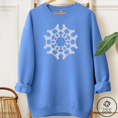 Pug Paper Snowflake Sweatshirt Carolina Blue Taco-Dog