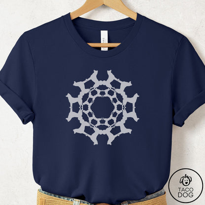 Shiba Inu Paper Snowflake T-Shirt Navy Taco-Dog