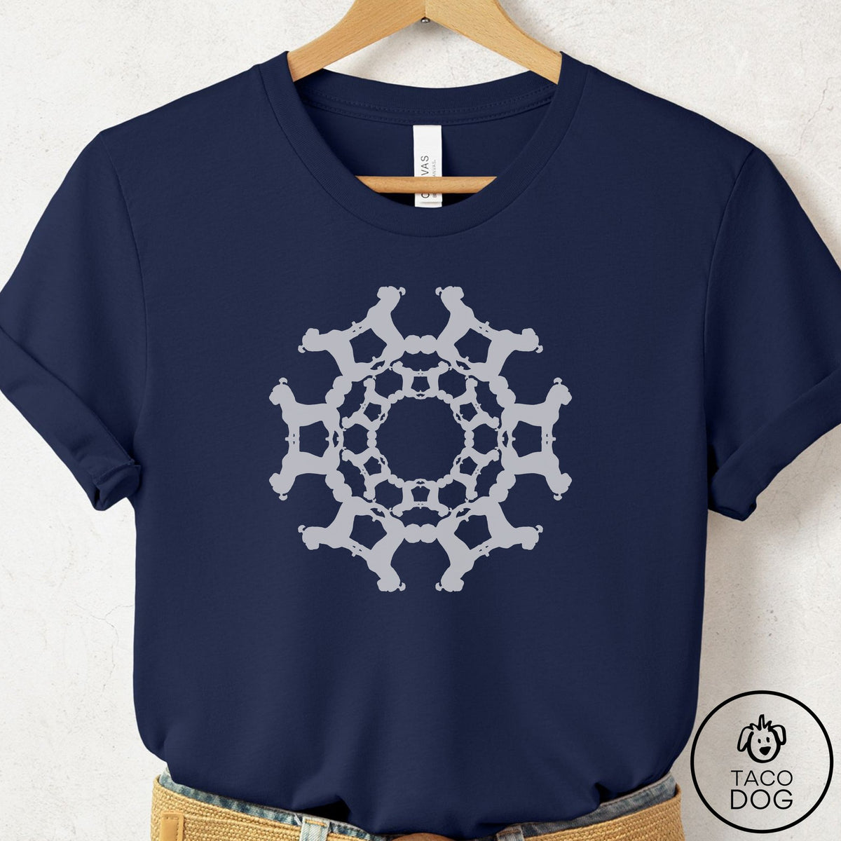 Shih Tzu Paper Snowflake T-Shirt Navy Taco-Dog