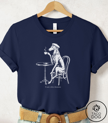Whippet Paris Cafe Cyanotype Tee Navy Taco-Dog