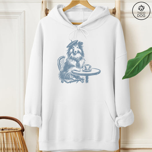 Shetland Sheepdog Paris Hoodie White Taco-Dog