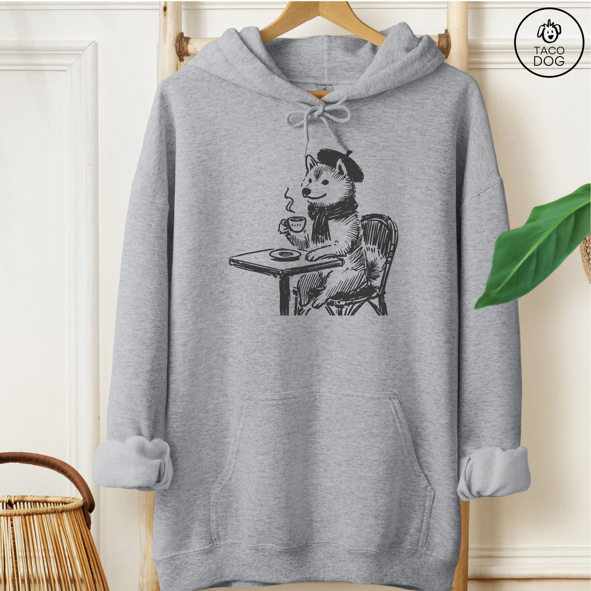 Shiba Inu Paris Hoodie Graphite Heather Taco-Dog