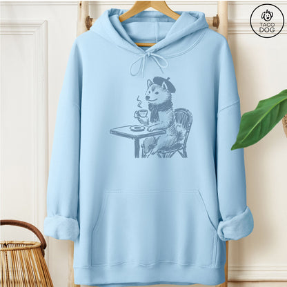 Shiba Inu Paris Hoodie Light Blue Taco-Dog