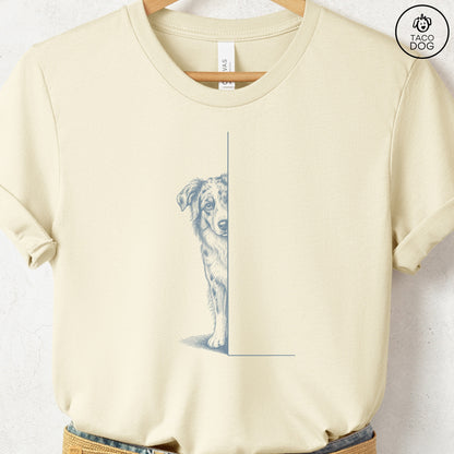 Australian Shepherd Peeking T-Shirt Natural Taco-Dog