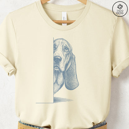 Basset Hound Peeking T-Shirt Natural S Taco-Dog