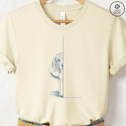 Beagle Peeking T-Shirt Natural Taco-Dog