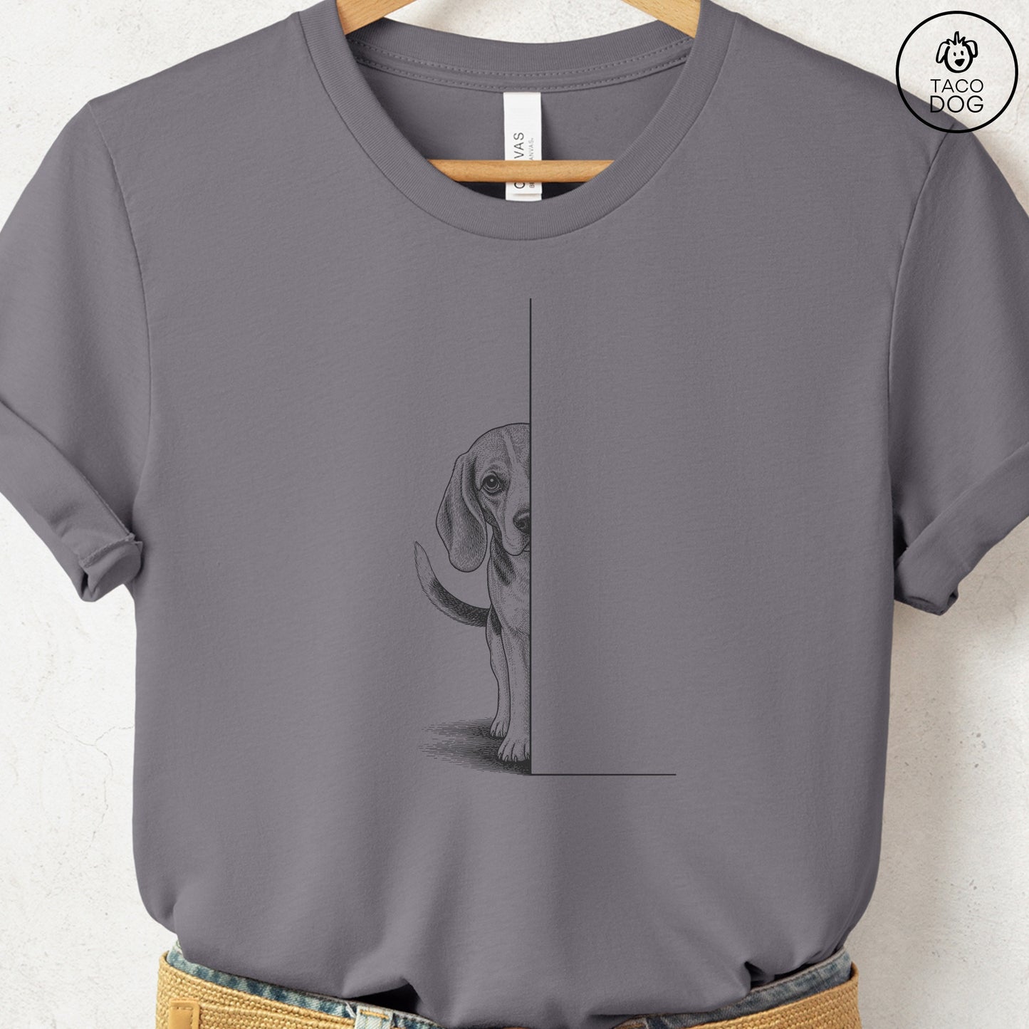 Beagle Peeking T-Shirt Storm Taco-Dog