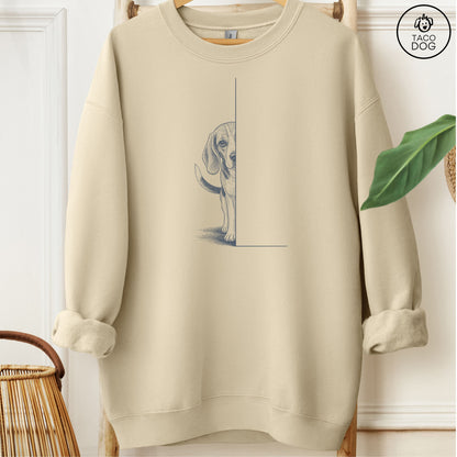 Beagle Peeking Sweatshirt Sand Taco-Dog