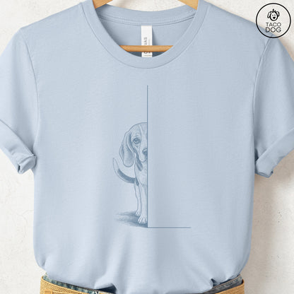 Beagle Peeking T-Shirt Light Blue Taco-Dog