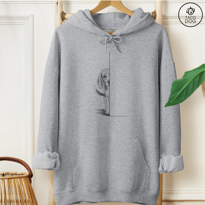 Beagle Peeking Hoodie Graphite Heather Taco-Dog