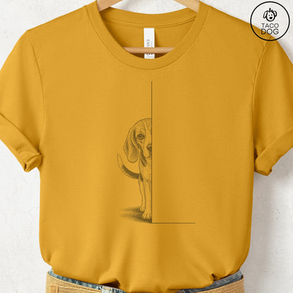 Beagle Peeking T-Shirt Mustard Taco-Dog