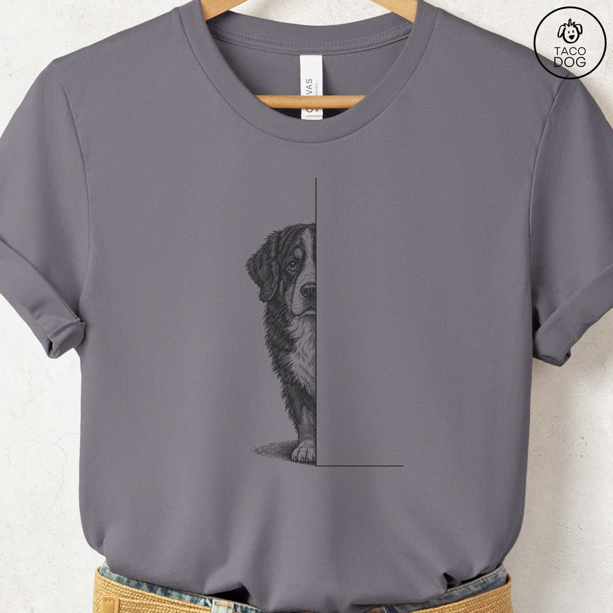 Bernese Mountain Dog Peeking T-Shirt Storm Taco-Dog