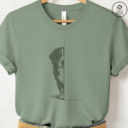 Bernese Mountain Dog Peeking T-Shirt Sage Taco-Dog