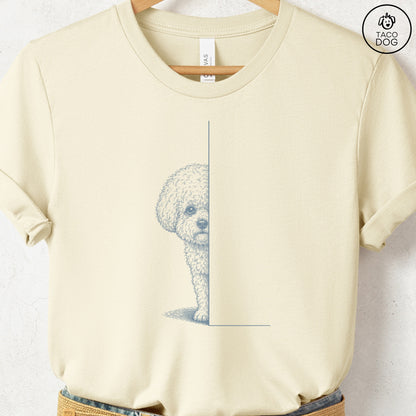 Bichon Frise Peeking T-Shirt Natural Taco-Dog