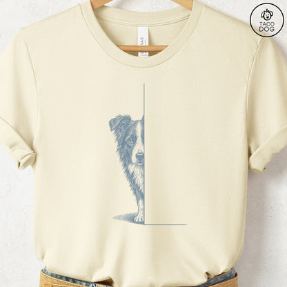 Border Collie Peeking T-Shirt Natural Taco-Dog