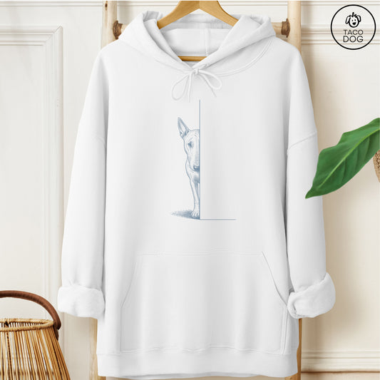 Bull Terrier Peeking Hoodie White Taco-Dog