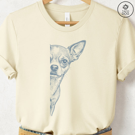 Chihuahua Peeking T-Shirt Natural S Taco-Dog