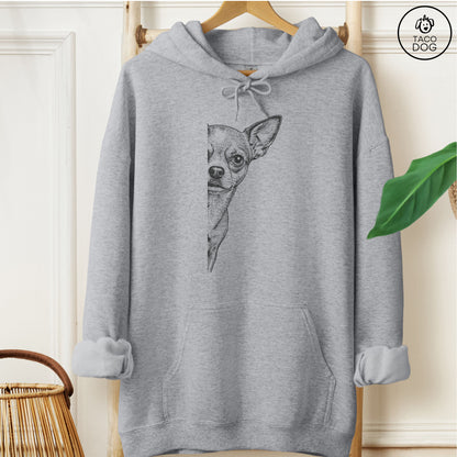 Chihuahua Peeking Hoodie Graphite Heather Taco-Dog