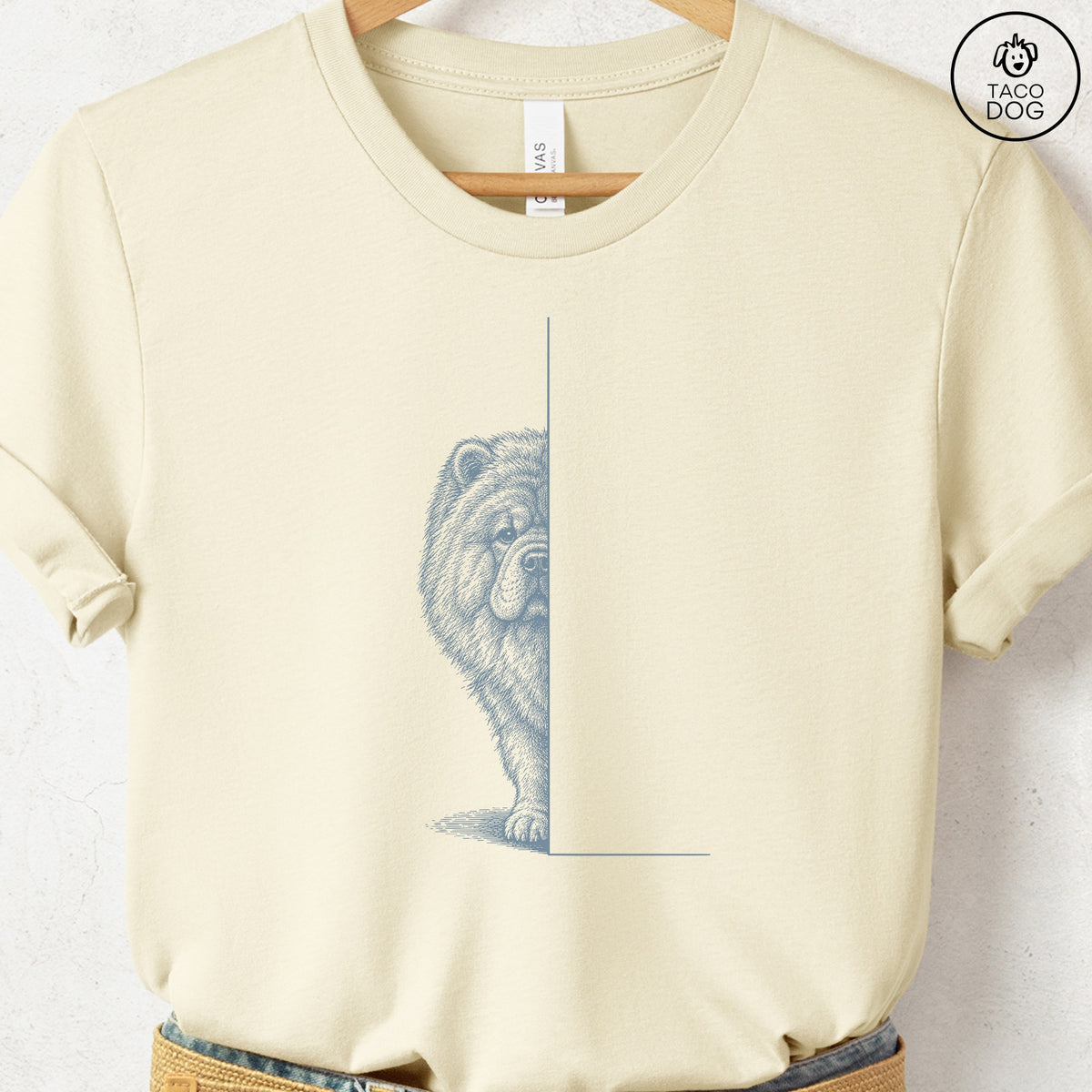 Chow Chow Peeking T-Shirt Natural Taco-Dog