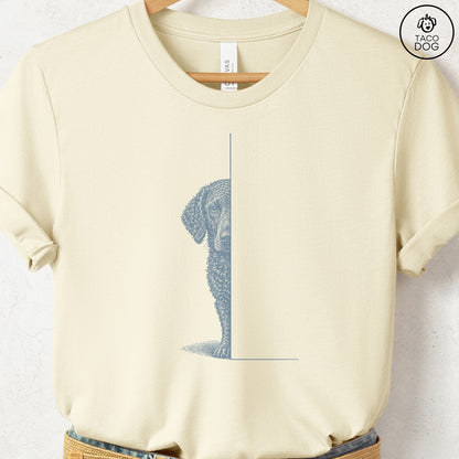 Curly-Coated Retriever Peeking T-Shirt Natural Taco-Dog