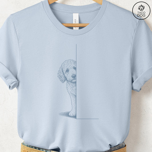 Doodle Peeking T-Shirt Light Blue Taco-Dog