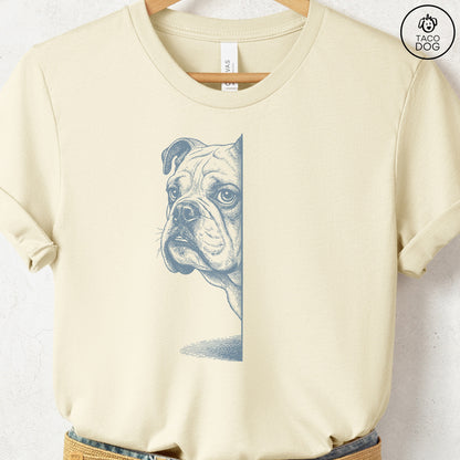 English Bulldog Peeking T-Shirt Taco-Dog